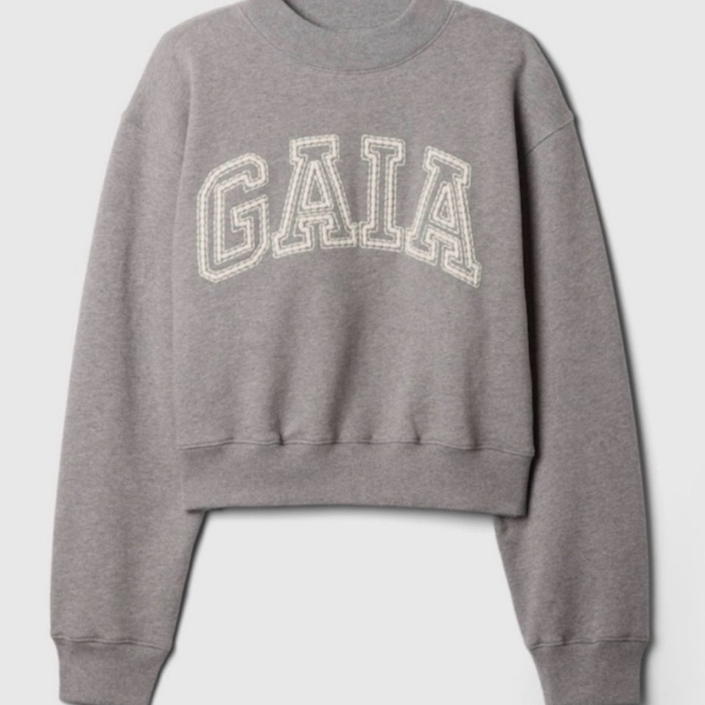 Gray Cropped Crewneck Sweatshirt